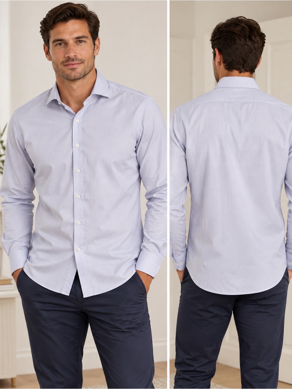 Charles Tyrwhitt Men’s Light Blue Slim Fit Dress Shirt 17/37-Tall Men Friendly